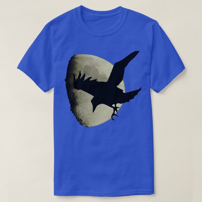 Camiseta Meia Lua Com Silhueta De Corvo Raven Voadora (Frente do Design)