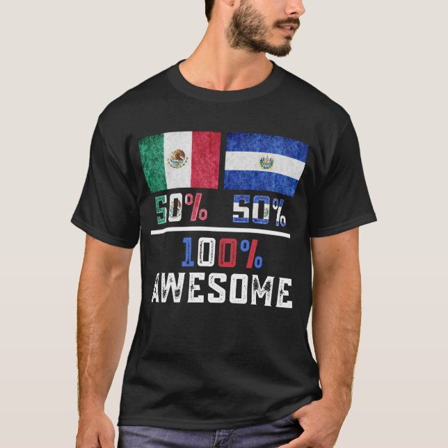 Camiseta Meia metade mexicana do orgulho salvadoresiano Méx (Frente)