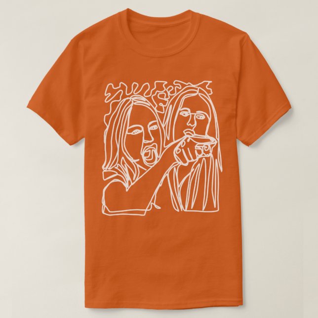 Camiseta Meia mulher gritando com a doodle da linha branca  (Frente do Design)