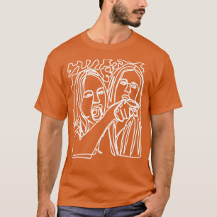 Camiseta Meia mulher gritando com a doodle da linha branca 