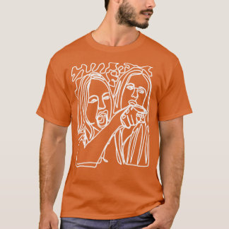 Camiseta Meia mulher gritando com a doodle da linha branca 
