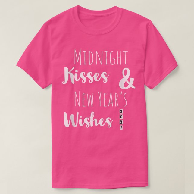 Camiseta Meia-noite, Anos novos de Kisses desejam o fechame (Frente do Design)