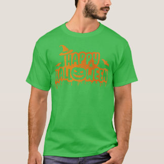 Camiseta Meia-noite feliz com o rosto de abóbora de chapéu