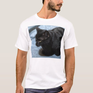Camiseta Meia-noite no azul (gato preto)