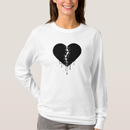 Camiseta Meia-Noite Remendada: Coração de Obsidiana Costura