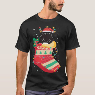 Camiseta Meias de Gato Preto Roupas Legal Festa de Natal