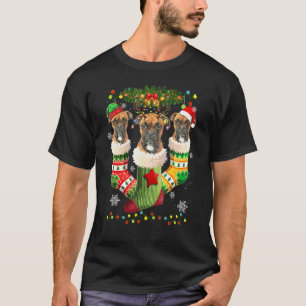 Camiseta Meias de Natal Boxer Árvore Luz Xmas Chapéu do Pap