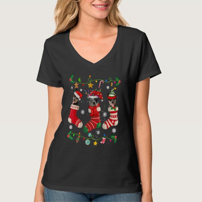 Camiseta Meias de Natal de Bovinos Australianos Cão de Nata (Frente)