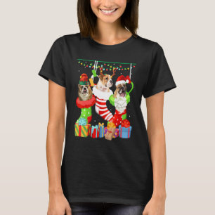 Camiseta Meias De Natal De Cachorro Bulldog Inglês Pijama D