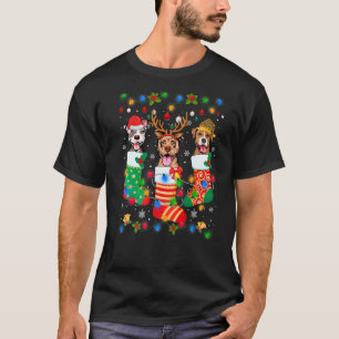 Camiseta Meias de Natal de Cachorro Pitbull Cachorrinho Fof