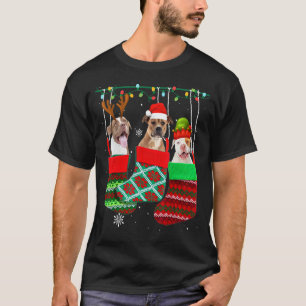 Camiseta Meias de Natal de Cachorro Pitbull Roupa de Cama d