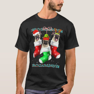Camiseta Meias De Natal De Cachorro Pug Pijama De Natal Pet