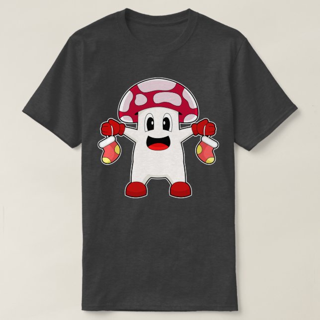 Camiseta Meias de Natal de Cogumelo (Frente do Design)