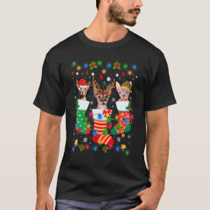 Camiseta Meias de Natal de Gatinho de Gato Sphynx Fofo do N
