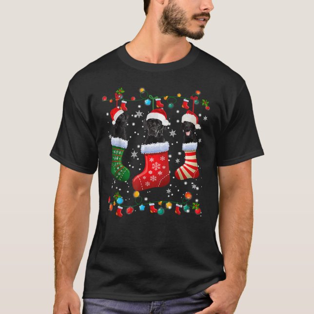 Camiseta Meias de Natal do Black Lab Labrador (Frente)