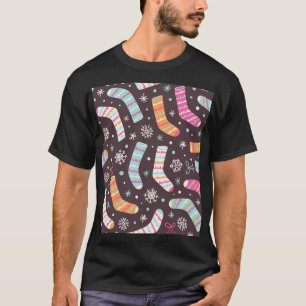 Camiseta Meias de Natal e flocos de neve: padrão de colheit