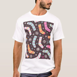 Camiseta Meias de Natal e flocos de neve: padrão de colheit