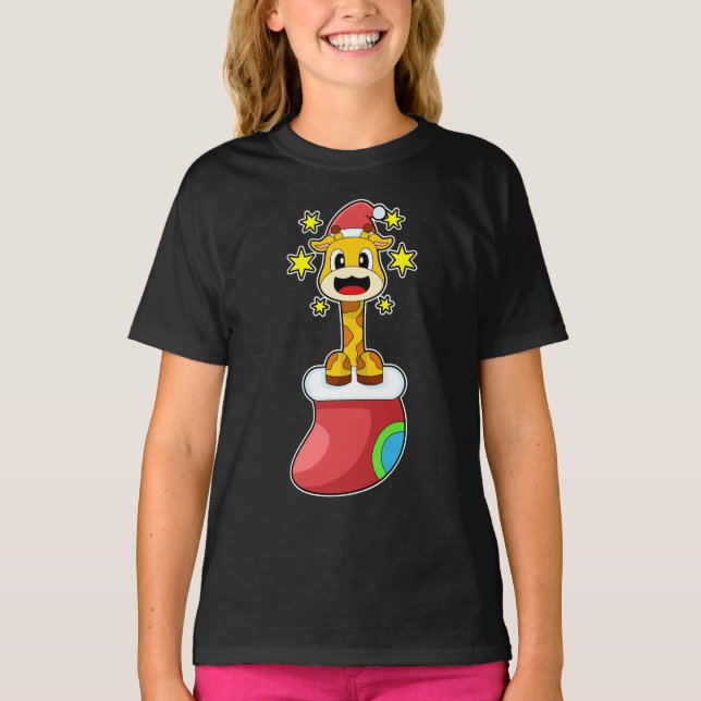 Camiseta Meias de Natal Giraffe (Frente)