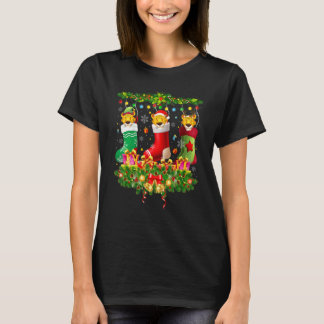 Camiseta Meias de Natal Guepardo Luzes de X Mas Pijama Matc