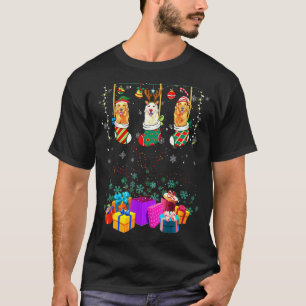 Camiseta Meias de Natal Luzes de Cachorro Golden Retriever