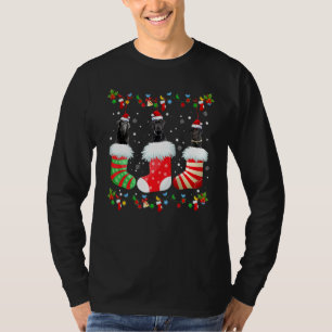 Camiseta Meias de Natal Luzes Papais noeis Lab Preto Labrad