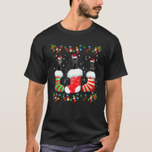 Camiseta Meias de Natal Luzes Papais noeis Lab Preto Labrad