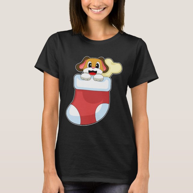 Camiseta Meias de Natal Natal cachorro (Frente)