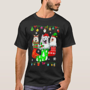 Camiseta Meias de Natal Pajama American Eskimo Dog Puppy