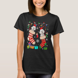 Camiseta Meias de Natal Pajama Bichon Frise Dog Puppy