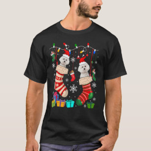Camiseta Meias de Natal Pajama Bichon Frise Dog Puppy