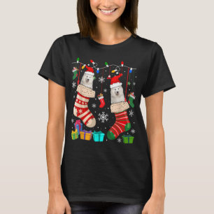 Camiseta Meias de Natal Pajama Samoyed Dog Puppy Lover