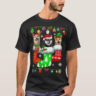 Camiseta Meias de Natal Pajama Shiba Inu Cachorro Puppy Lov