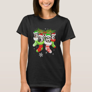 Camiseta Meias de Natal Pajama Siberian Husky Dog Puppy