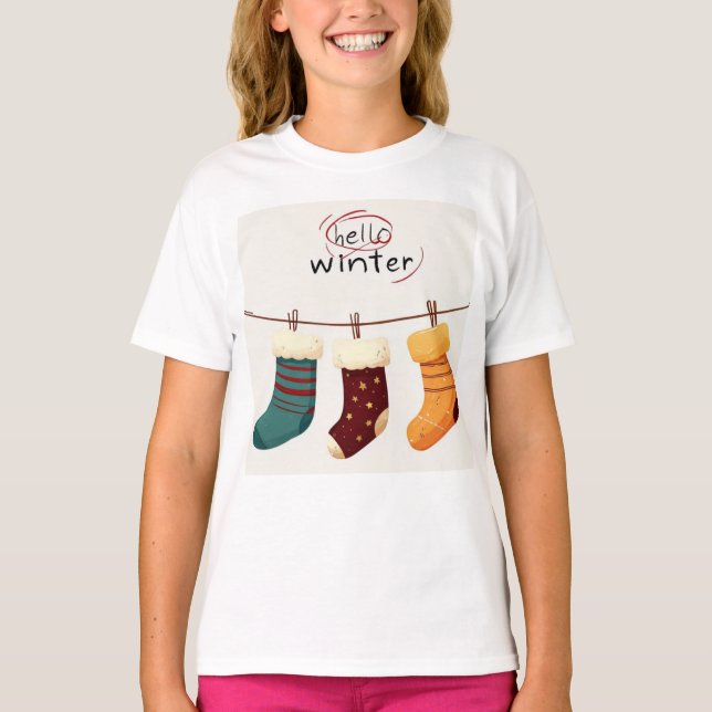 Camiseta meias de natal presentes (Frente)