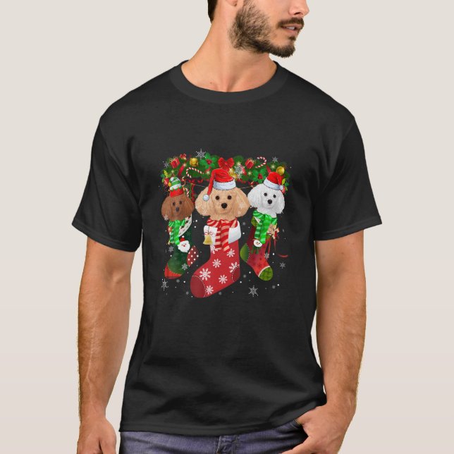 Camiseta Meias de Poodle Cristo de pijamas da família engra (Frente)