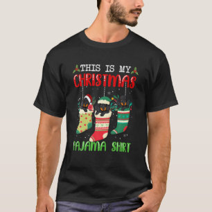 Camiseta Meias Xmas Este É Meu Natal Pajama Dachshund D