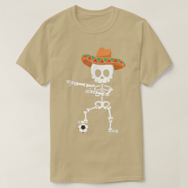 Camiseta Meican Hat Skeleton Soccer Cinco De Mayo  (Frente do Design)