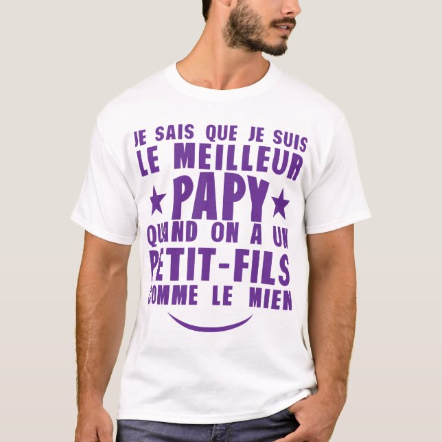 Camiseta meilleur papy petit fils comme le mien citation fa (Frente)