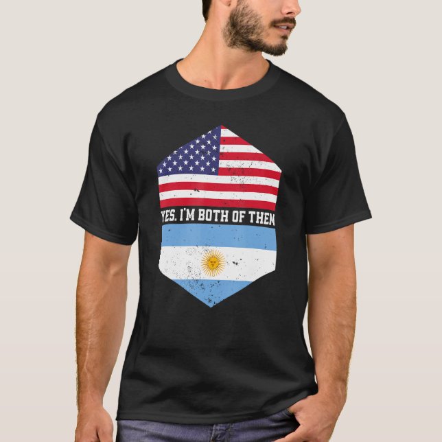Camiseta Meio americano Half Argentino USA Flag Argentina (Frente)