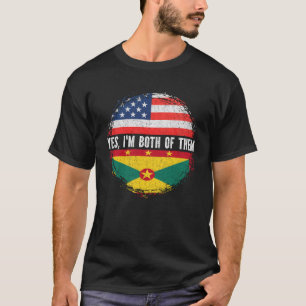 Camiseta Meio-americano Half Grenadiano EUA Flag Grenada