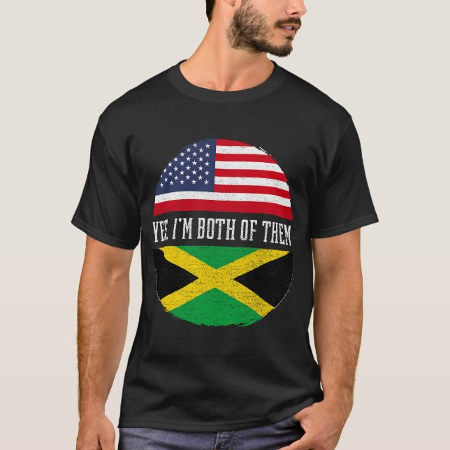 Camiseta Meio-americano Half Jamaican USA Flag Jamaica Heri (Frente)