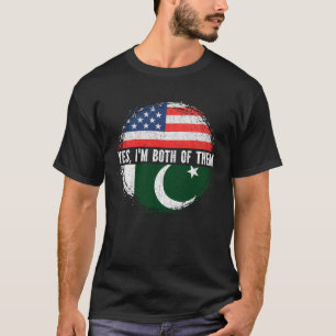 Camiseta Meio-americano Half Pakistani USA Flag Pakistan