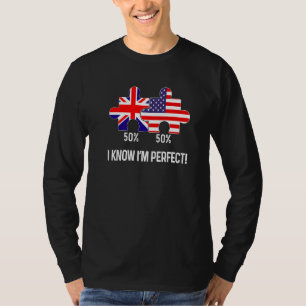 Camiseta Meio Americano Meio Bandeira Britânica Mapa Combin