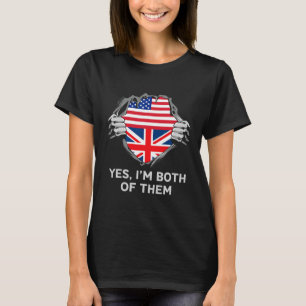 Camiseta Meio Americano Meio Britânico Bandeira EUA Inglate