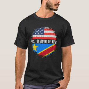Camiseta Meio-Americano Meio Congolês EUA Bandeira Congo