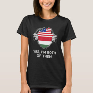 Camiseta Meio Americano Meio Húngaro Bandeira EUA Hungria M