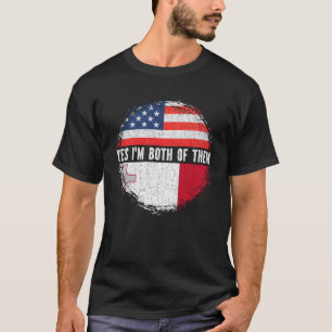 Camiseta Meio Americano Meio Maltês EUA Bandeira Malta Heri