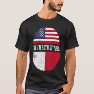 Camiseta Meio Americano Meio Maltês EUA Bandeira Malta Heri