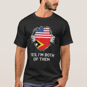 Camiseta Meio Americano Meio Timorense EUA Bandeira Timor-L