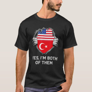 Camiseta Meio Americano Meio Turco Bandeira EUA Turquia Mas